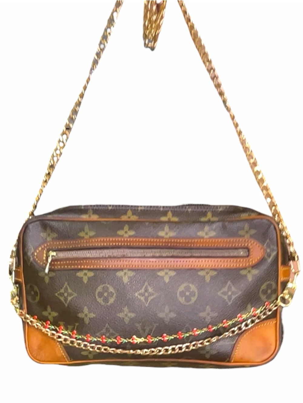 Louis Vuitton Monogram Canvas Crossbody Bag with Gold Chain